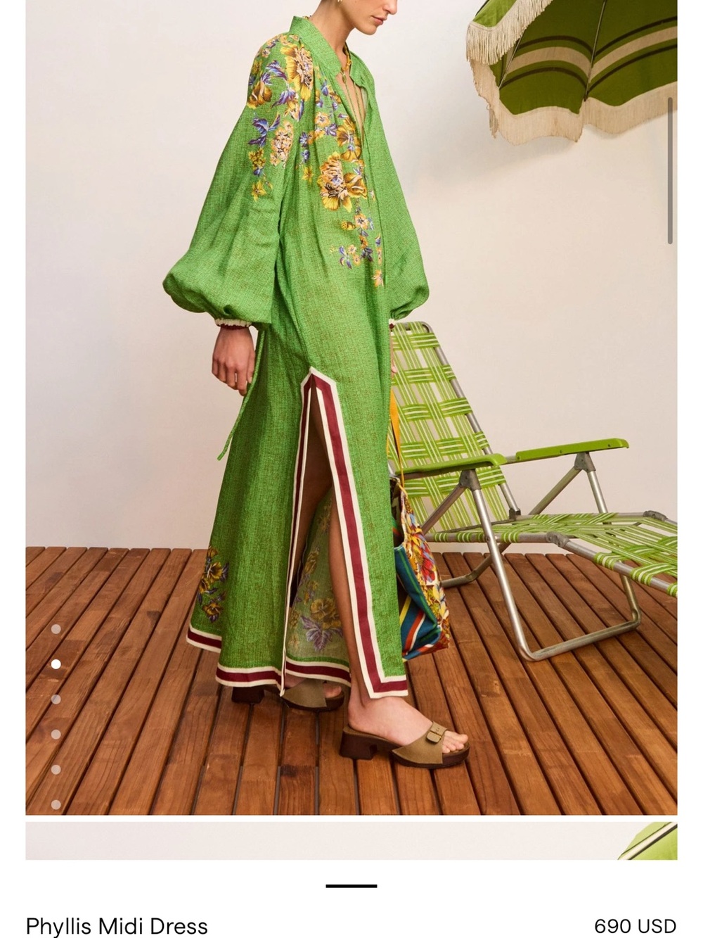 Alemais Green Floral midi Dress with Tassel Tie - Picture 5 of 8